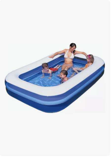 Piscina Inflable Rectangular Familiar 262x175x51 Cm Azul Y Blanco Resistente Guiza