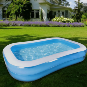 Piscina Inflable Rectangular Familiar 200x120x40 Cm Azul Y Blanco Resistente Guiza