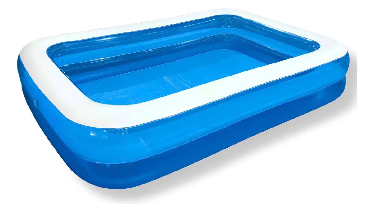 Piscina Inflable Rectangular Familiar 305x183x50 Cm Azul Y Blanco Resistente Guiza - Imagen 3